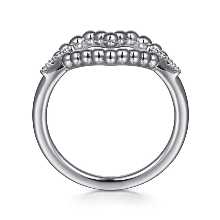 Sterling Silver Gabriel & Co. Heart Open Ring With Diamonds