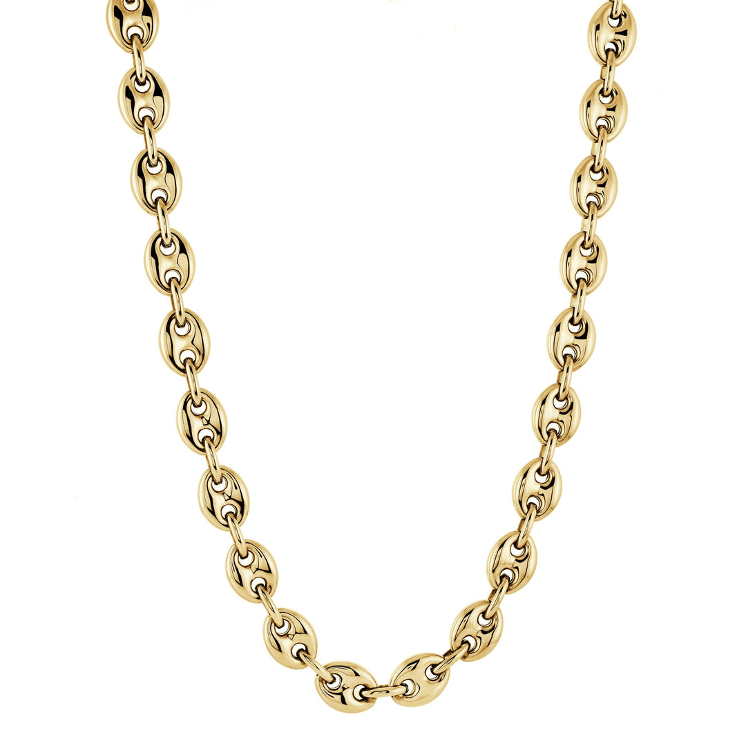 Italgem Stainless Steel Yellow Gold Plated Puffed Gucci Link 26" Chain