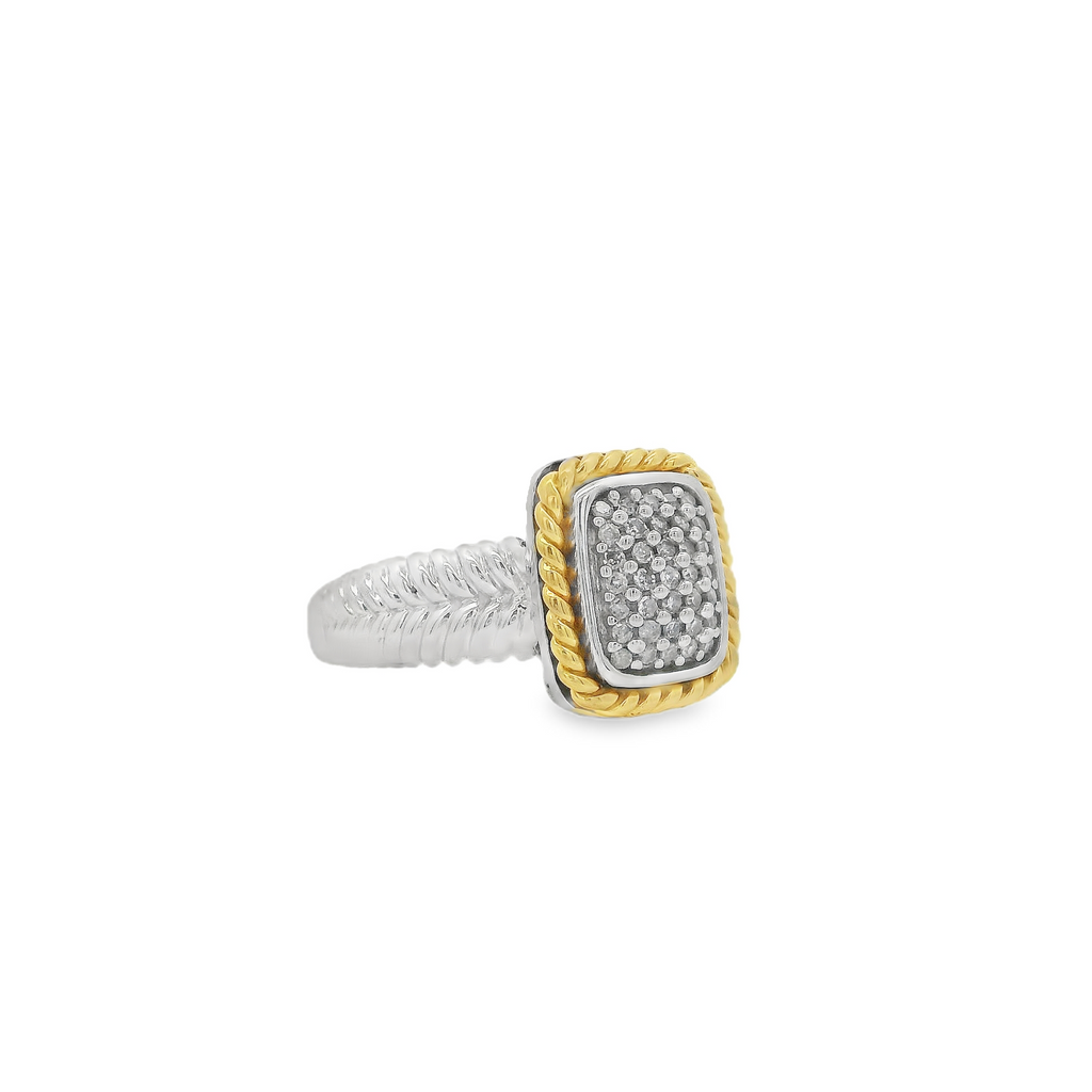 Estate - 10K White And Yellow Gold 0.18 CTW Diamond Ring Size 7