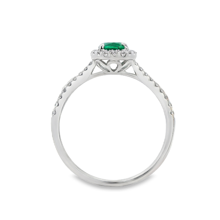 18K White Gold 0.67 CTW Emerald And 0.20 CTW Diamond Ring