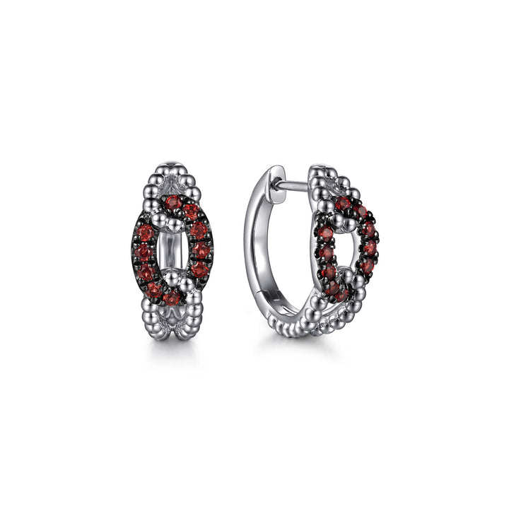 Sterling Silver Gabriel & Co. Huggie Earrings With Garnets