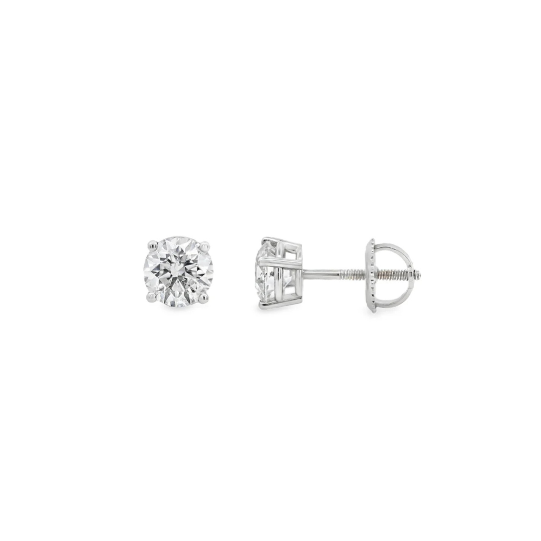 14K White Gold Claw Set Stud 0.78 CTW Diamond Earrings