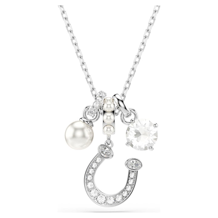 Swarovski Symbolica Rhodium Plated Horseshoe Necklace With Clear Crystal Pearl 5736247