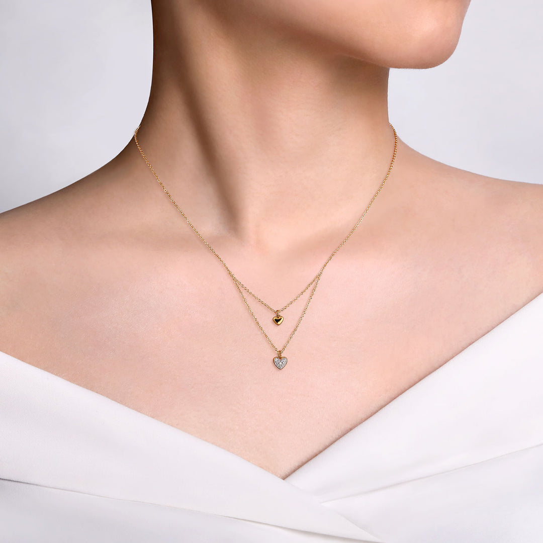 14K Yellow Gold Heart 0.07 CTW Diamond 17.5" Necklace