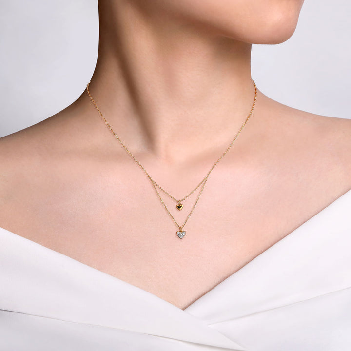 14K Yellow Gold Heart 0.07 CTW Diamond 17.5" Necklace