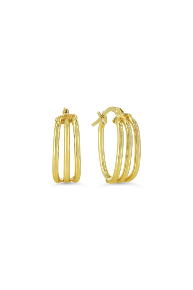 sempreORO Sterling Silver 14 Karat Gold Bonded 15mm Rectangular Hoop Earrings