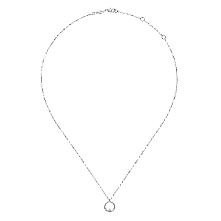 Sterling Silver Gabriel & Co. Circle Necklace With A Diamond