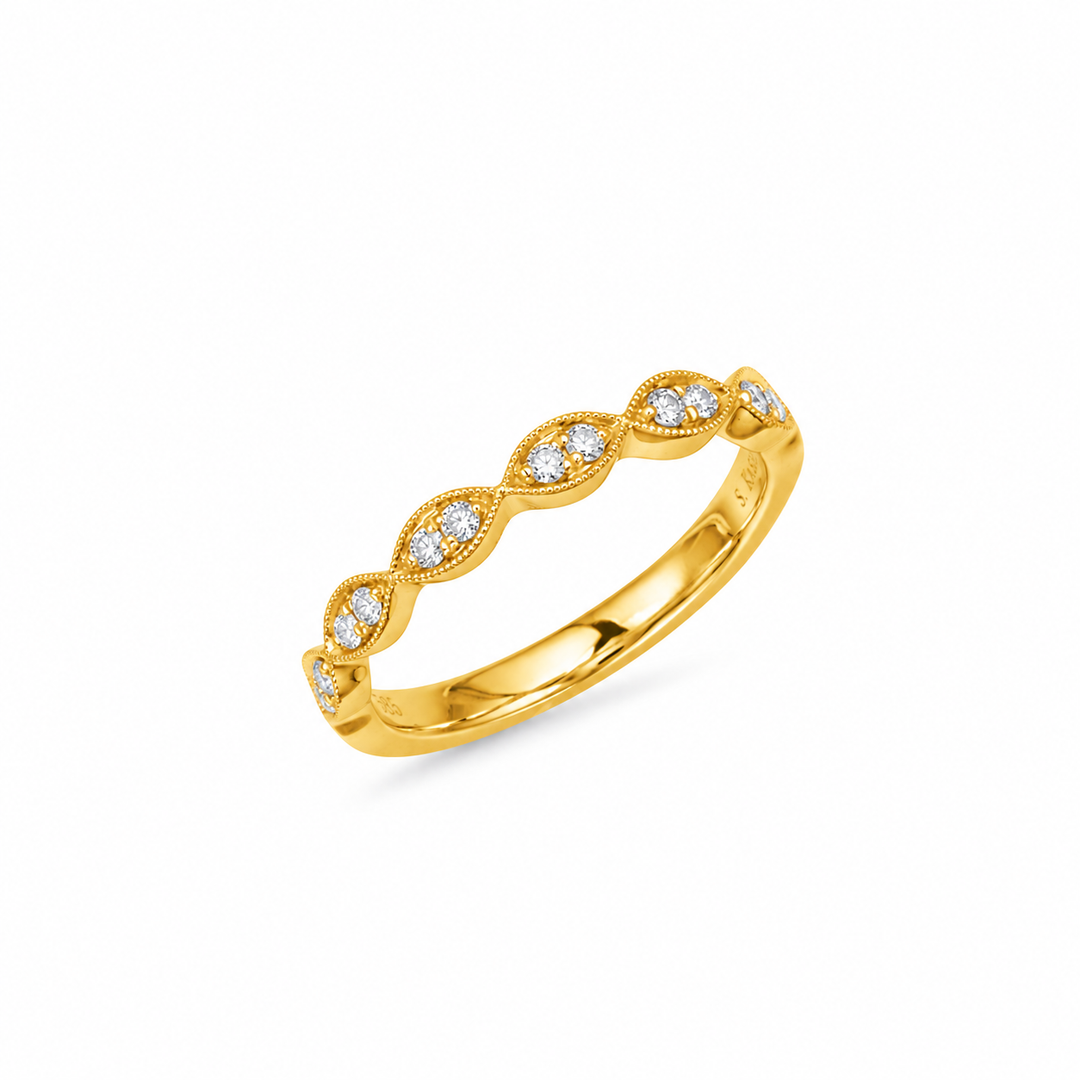 14K Yellow Gold 0.13 CTW Diamond Women's Wedding Band