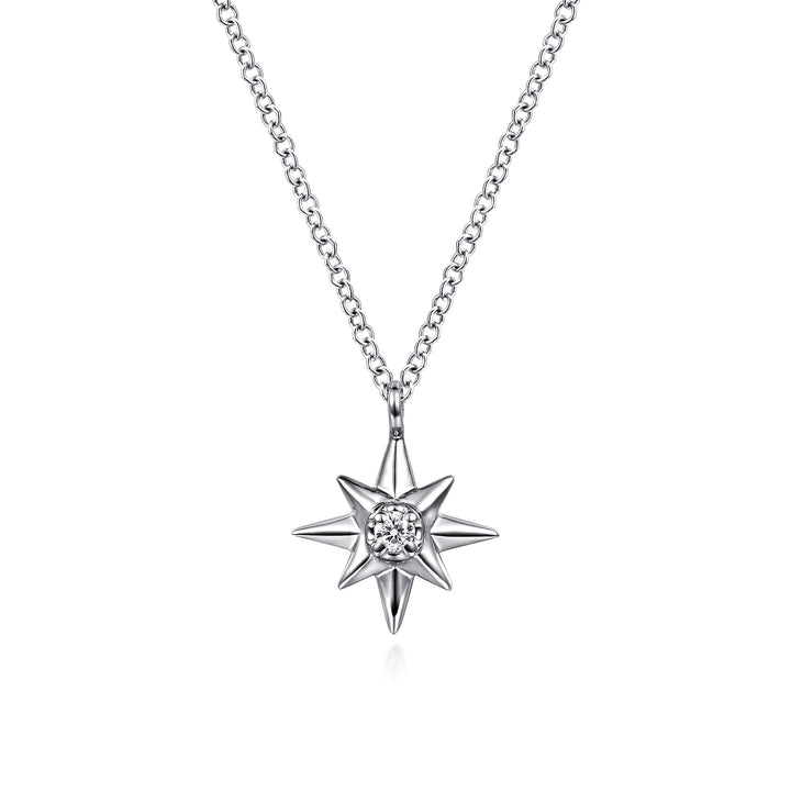 Sterling Silver Gabriel & Co. Diamond Starburst Necklace