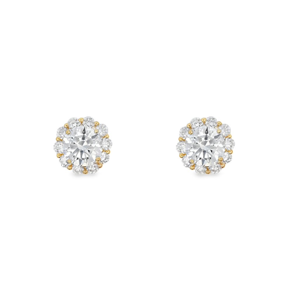 18K Yellow Gold 2.82 CTW Diamond Stud Earrings