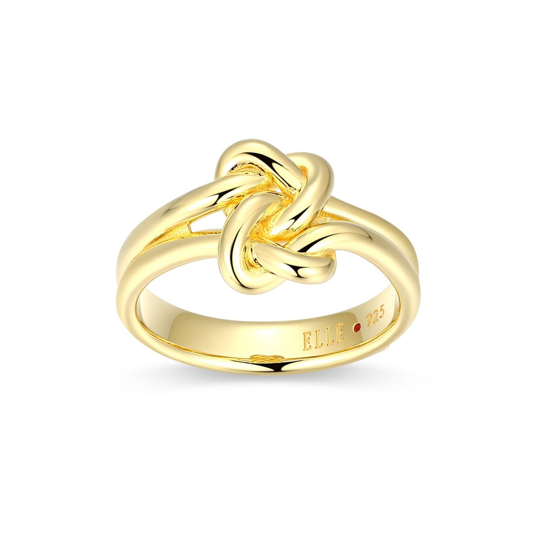 ELLE Sterling Silver Yellow Gold Plated Eternal Knot Ring,