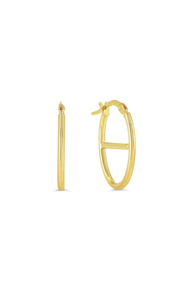 sempreORO Sterling Silver 14 Karat Gold Bonded Mariner-Link Hoop Earrings