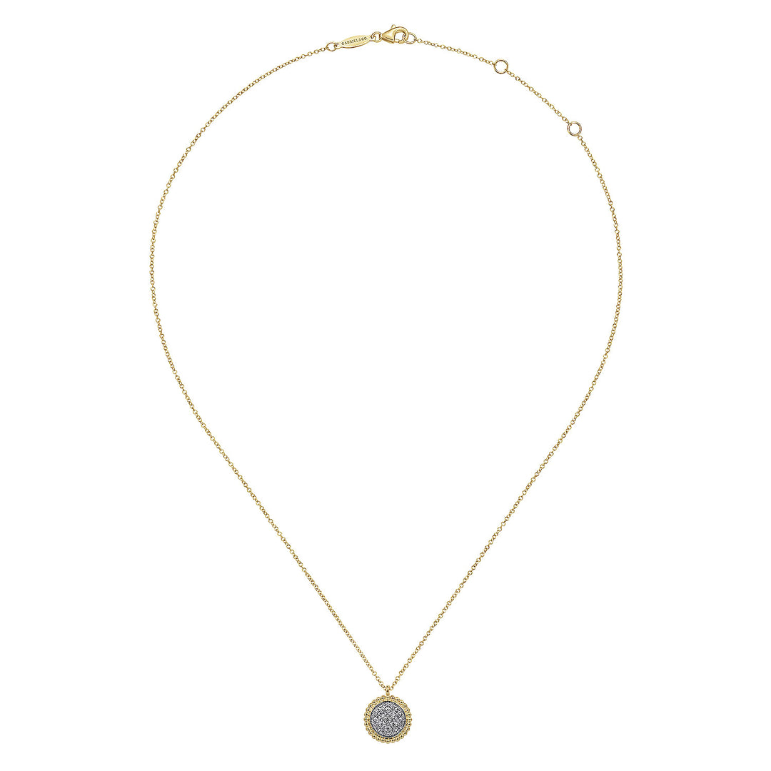 14K Yellow & White Gold Gabriel & Co. Disc Shaped 0.24 CTW Diamond Necklace
