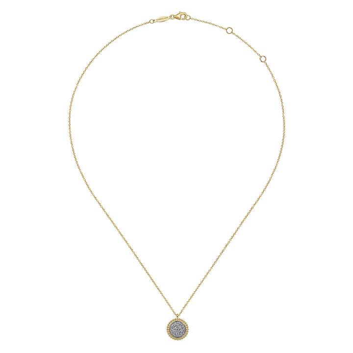 14K Yellow & White Gold Gabriel & Co. Disc Shaped 0.24 CTW Diamond Necklace