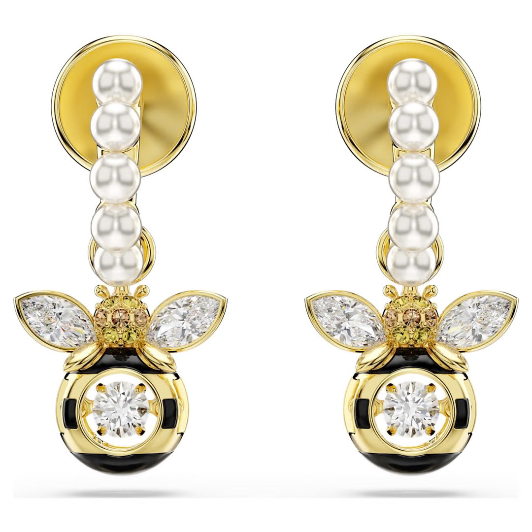 Swarovski Idyllia Gold-Tone Plated Bee Drop Earrings With Multi-Colour Crystals 5742678