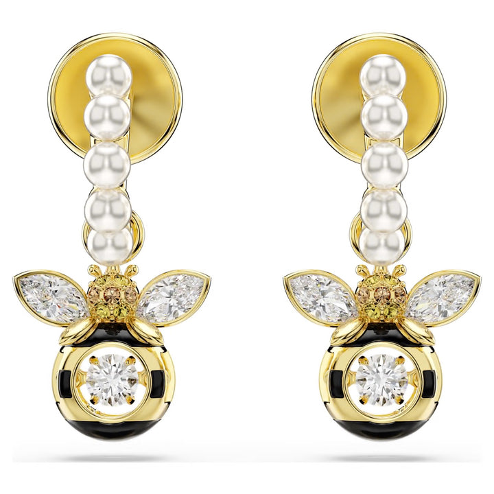 Swarovski Idyllia Gold-Tone Plated Bee Drop Earrings With Multi-Colour Crystals 5742678