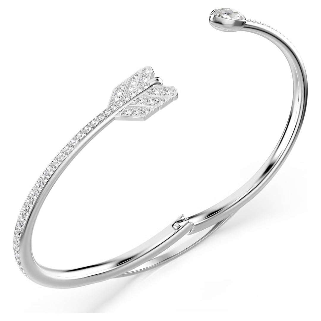 Swarovski Idyllia Rhodium Plated Arrow Bangle With Clear Crystals 5737264