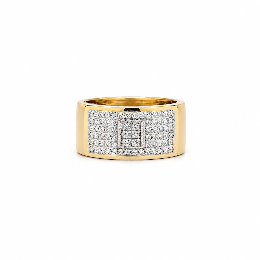 14K Yellow And White Gold 0.44 CTW Diamond Wide Women's Ring