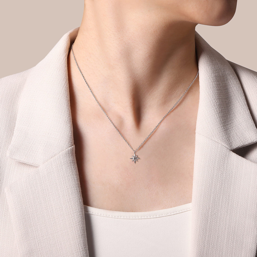 Sterling Silver Gabriel & Co. Diamond Starburst Necklace