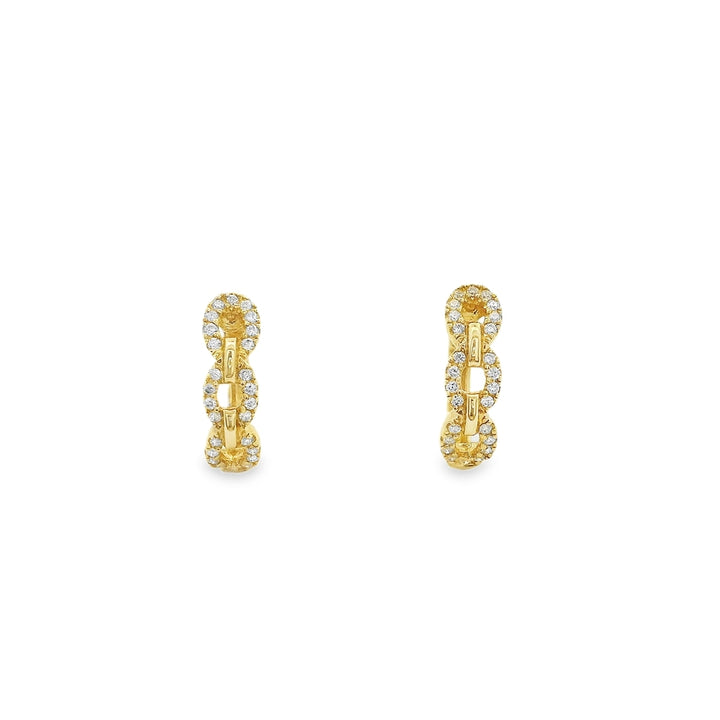 14K Yellow Gold 0.12 CTW Diamond Huggie Earrings