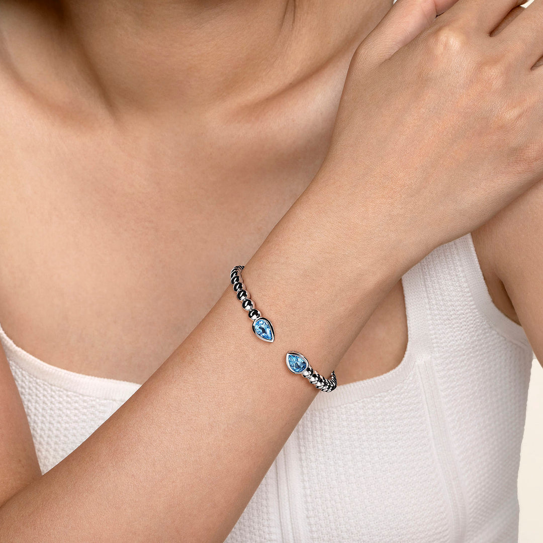 Gabriel & Co. Silver Bangle Bracelet With Blue Topazes