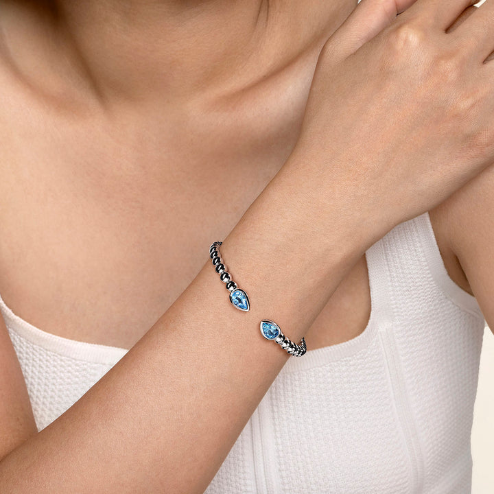 Gabriel & Co. Silver Bangle Bracelet With Blue Topazes