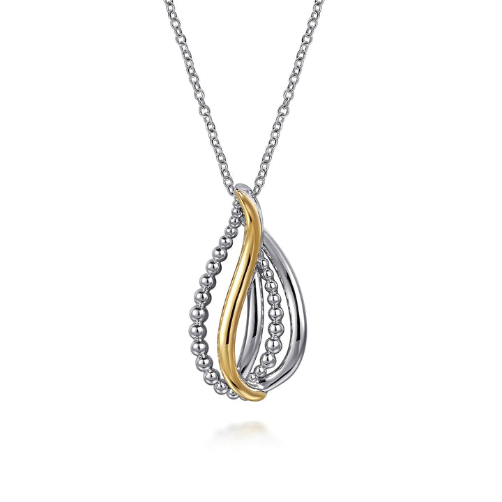 Gabriel & Co. Sterling Silver And 14K Yellow Gold Teardrop Necklace