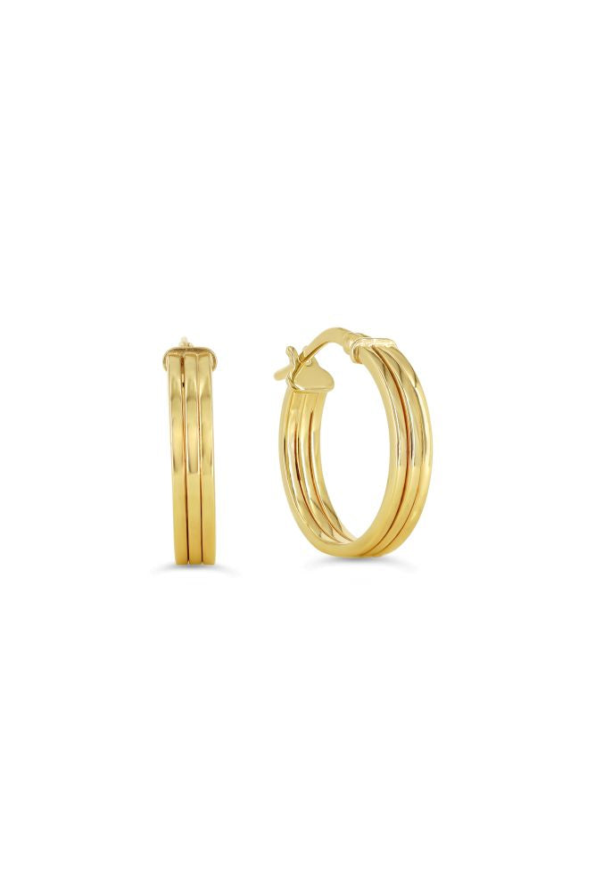 sempreORO Sterling Silver 14 Karat Gold Bonded 15mm Hoop Earrings