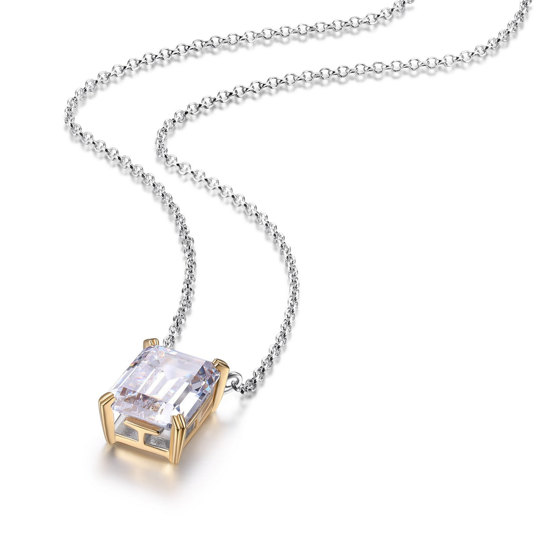 Elle Silver And Yellow Gold Plated Signature Square Necklace