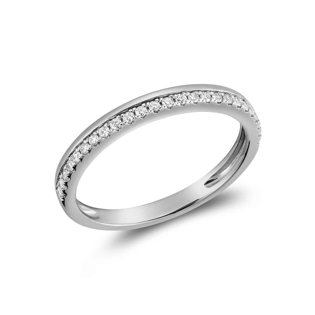 Women's 10K White Gold 0.09 CWT Bead Set Diamond Anniversary Ring