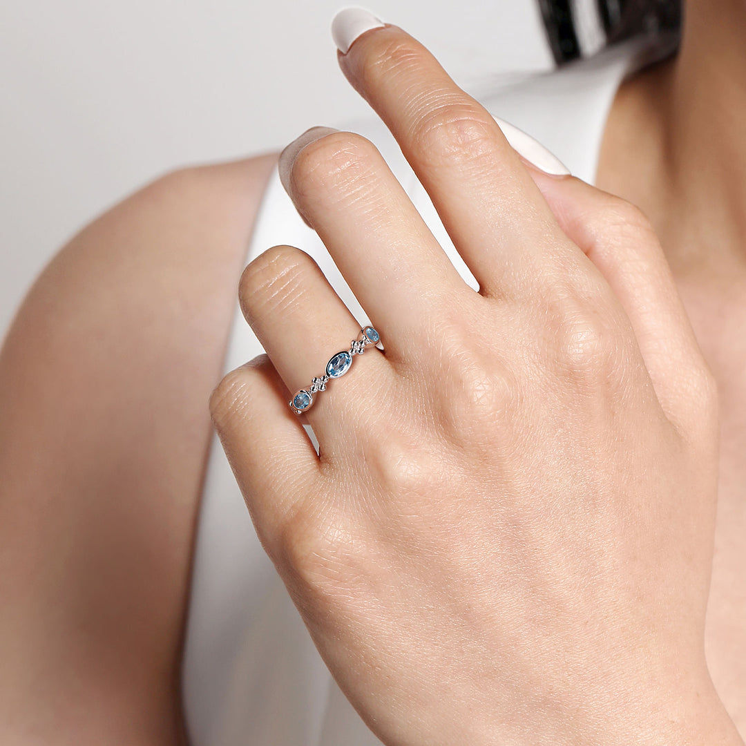 Gabriel & Co. Sterling Silver Ring With Blue Topazes