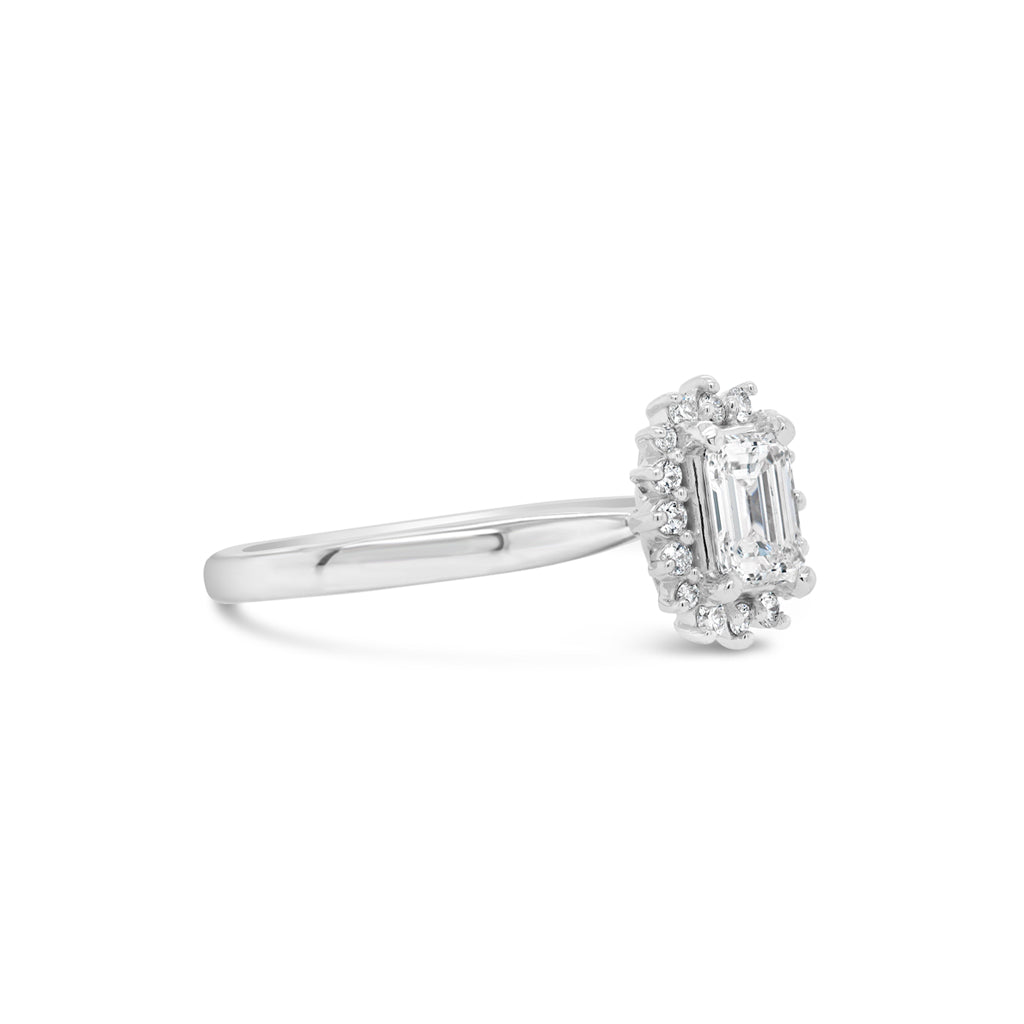 14K White Gold 0.08 CTW Diamond Set Halo Design Semi-Mount Engagement Ring