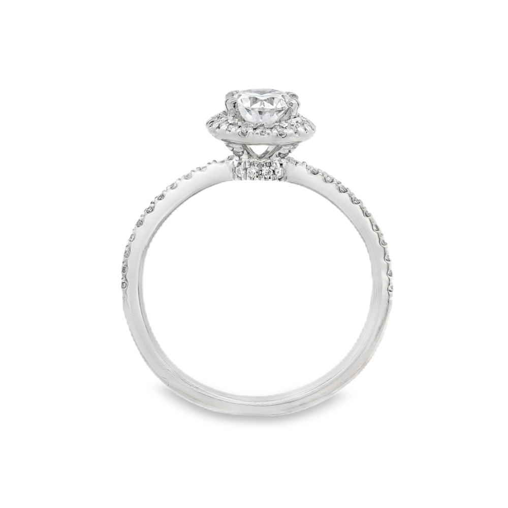 Estate - Platinum 0.75 CTW Diamond Set Halo Engagement Ring, Size 5