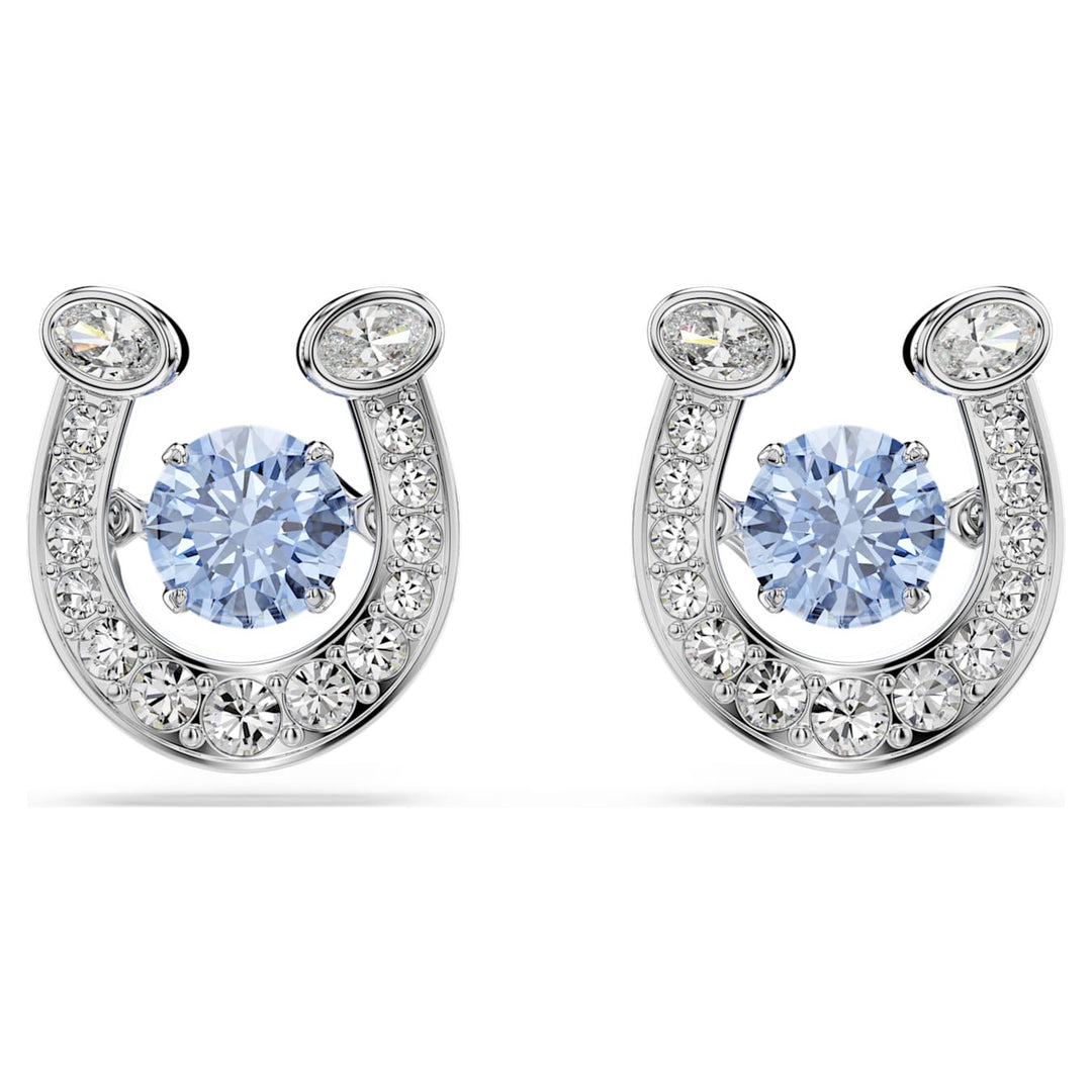 Swarovski Symbolica Rhodium Plated Stud Horseshoe Earrings With Blue Cubic Zirconia 5746563