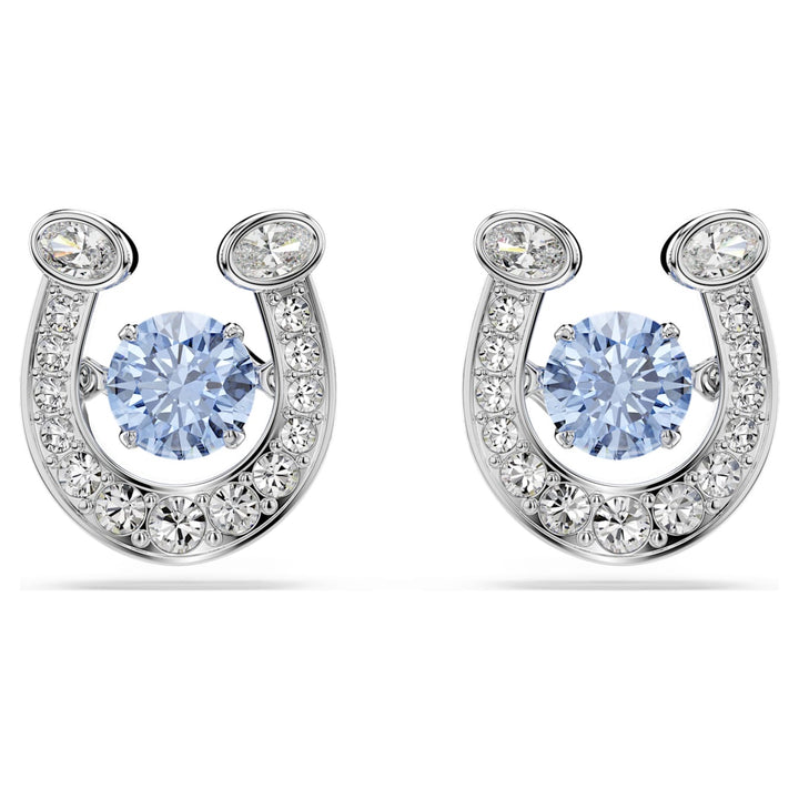 Swarovski Symbolica Rhodium Plated Stud Horseshoe Earrings With Blue Cubic Zirconia 5746563