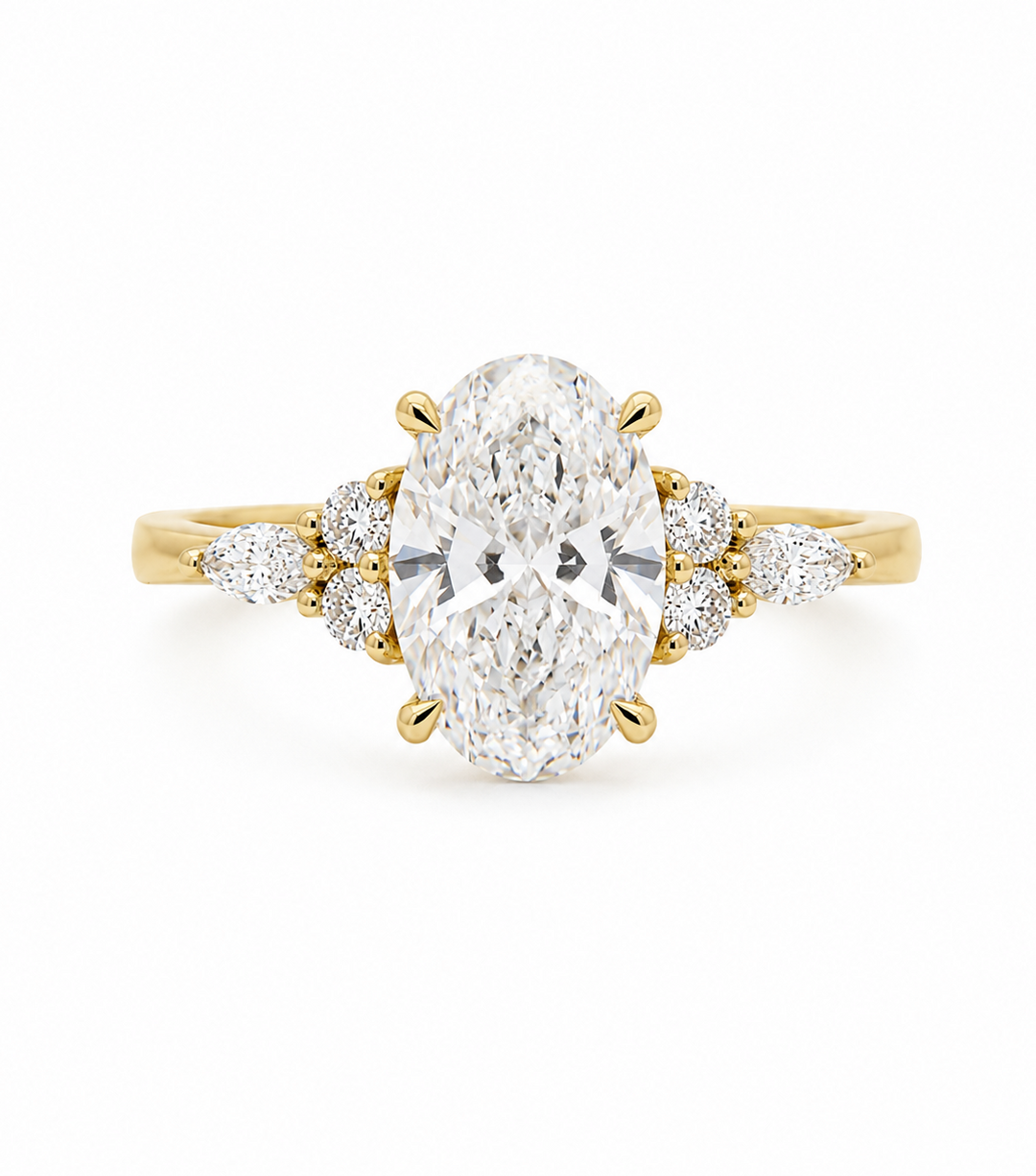 Women's 14K Yellow Gold Oval Cut 2.38 CTW LAB Diamond Engagement Ring