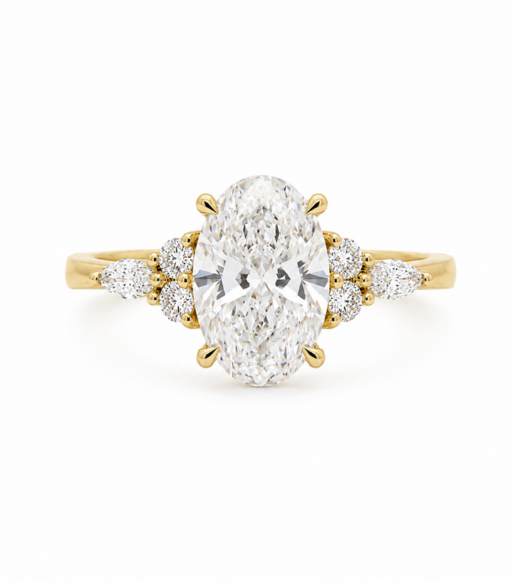 Women's 14K Yellow Gold Oval Cut 2.38 CTW LAB Diamond Engagement Ring
