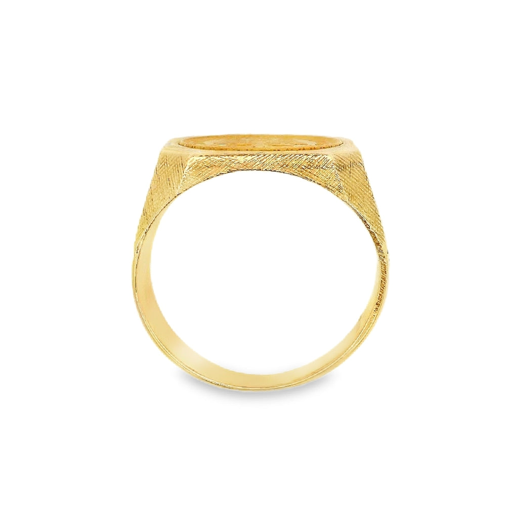 Estate - 10 Karat Yellow Gold Estados Unidos Mexicanos Coin Ring Size 8