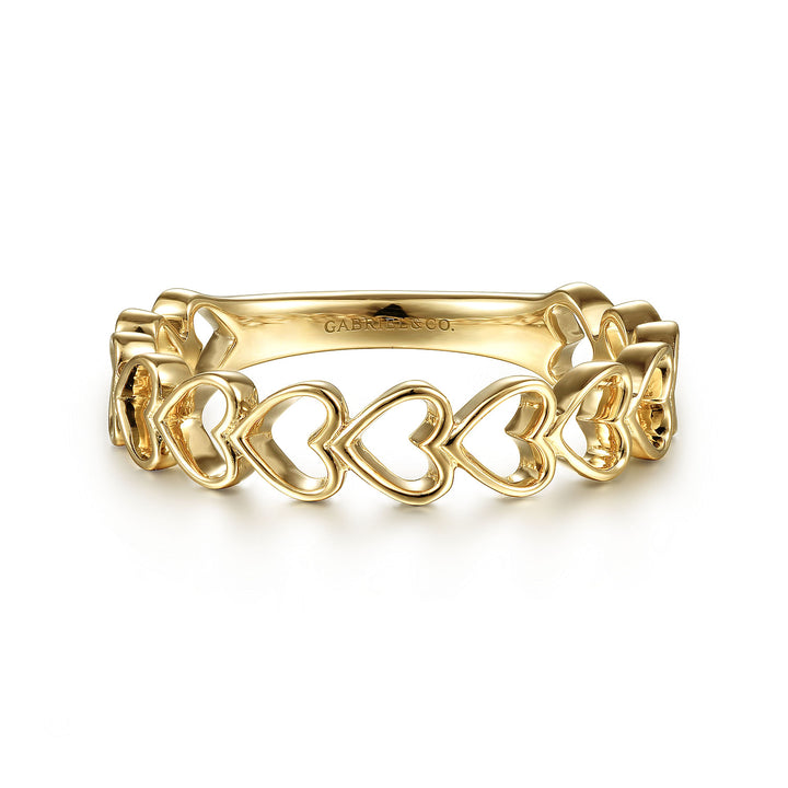 Women's 14K Yellow Gold Gabriel & Co. Polished Open Heart Pattern Ring