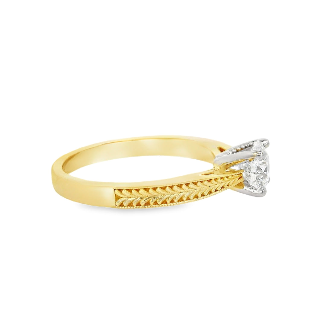 Women's 14K Yellow And White Gold Solitaire Ring Mount 420-00114