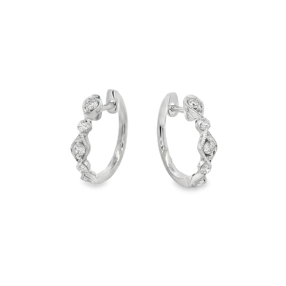 18K White Gold 0.30 CTW Diamond Huggie Earrings