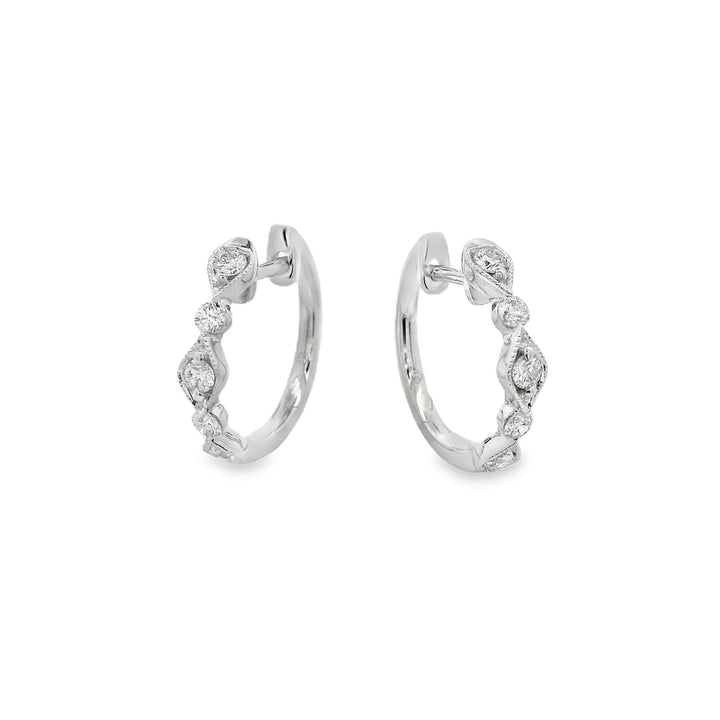 18K White Gold 0.30 CTW Diamond Huggie Earrings