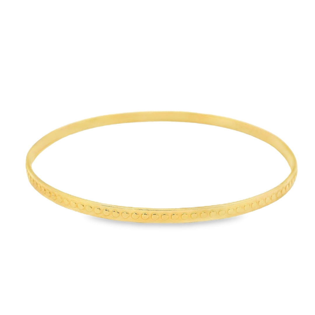 Estate - 10 Karat Yellow Gold 3.33mm Wide Patterned Slip Bangle