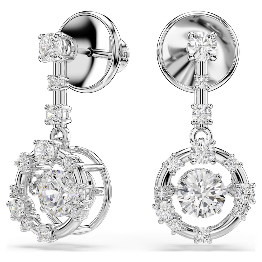 Swarovski Constella Rhodium Plated Drop Earrings With Clear Cubic Zirconia 5738194