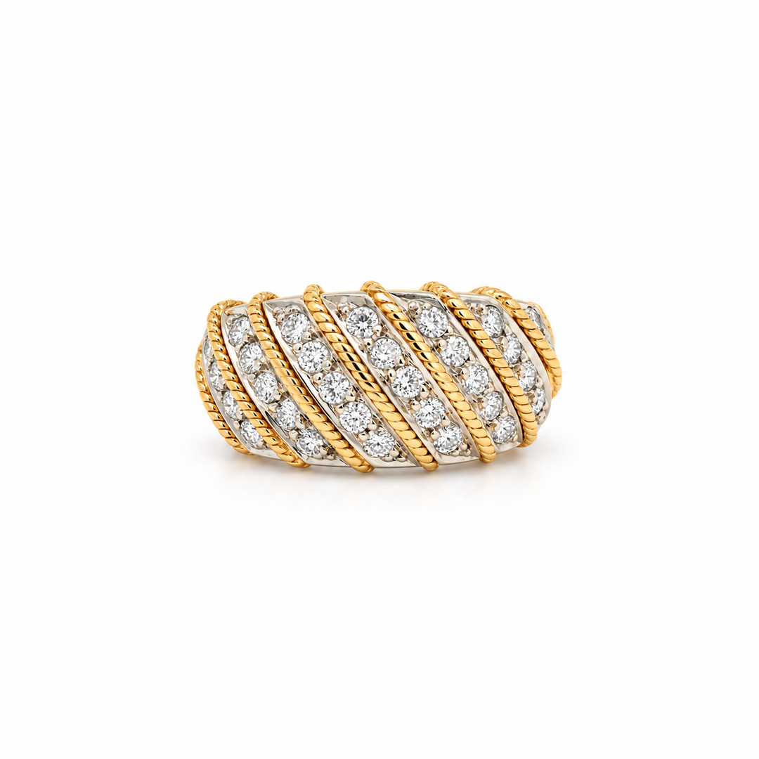 Estate - 14 Karat Yellow And White Gold 0.66 CTW Diamond Set Women's Ring, Size 7.25