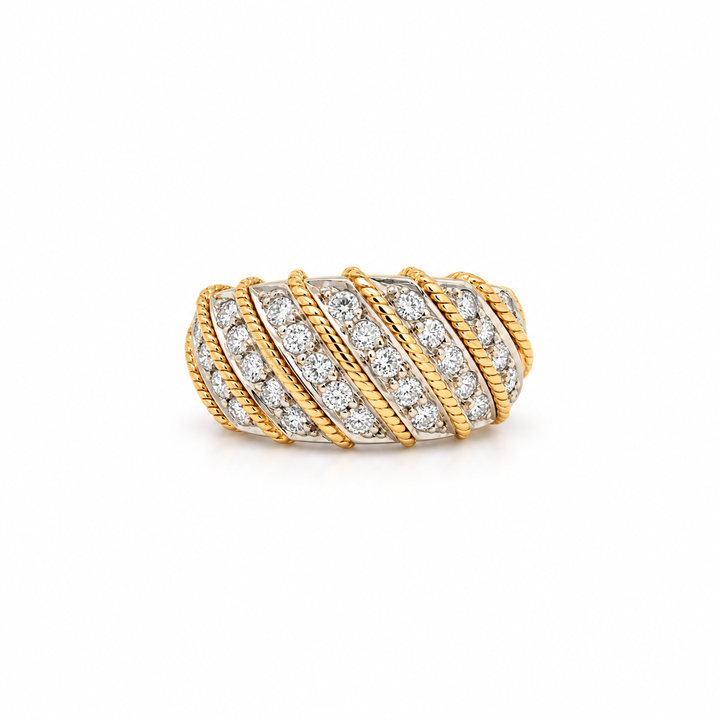 Estate - 14 Karat Yellow And White Gold 0.66 CTW Diamond Set Women's Ring, Size 7.25