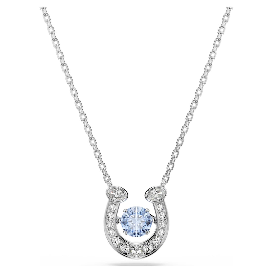 Swarovski Symbolica Rhodium Plated Horseshoe Necklace With Blue Cubic Zirconia 5746562