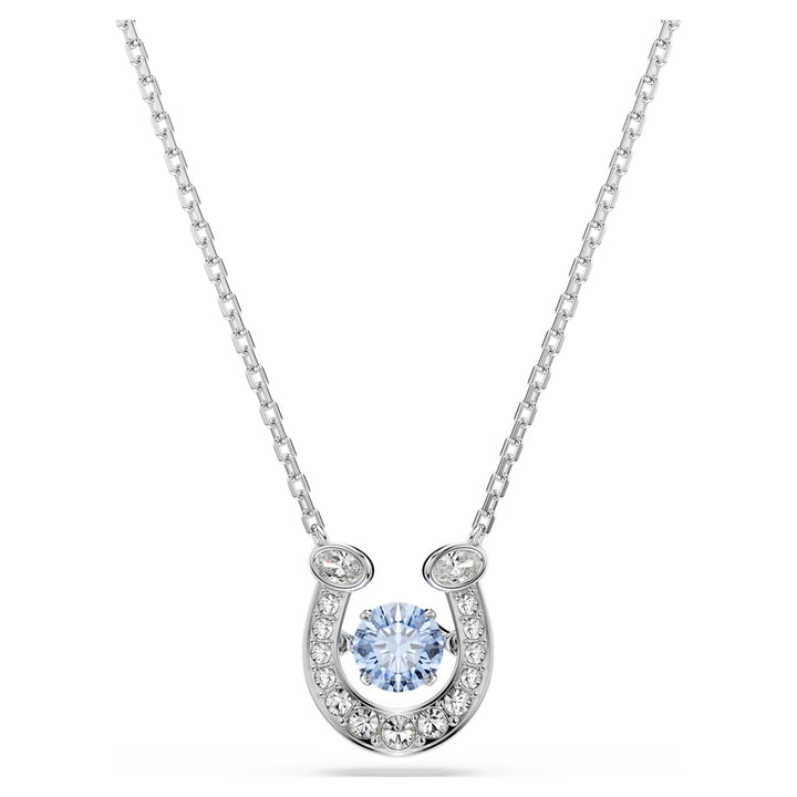 Swarovski Symbolica Rhodium Plated Horseshoe Necklace With Blue Cubic Zirconia 5746562