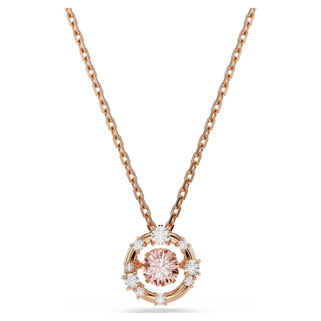Swarovski Constella Rose Gold-Tone Plated Necklace With Pink Cubic Zirconia 5744244