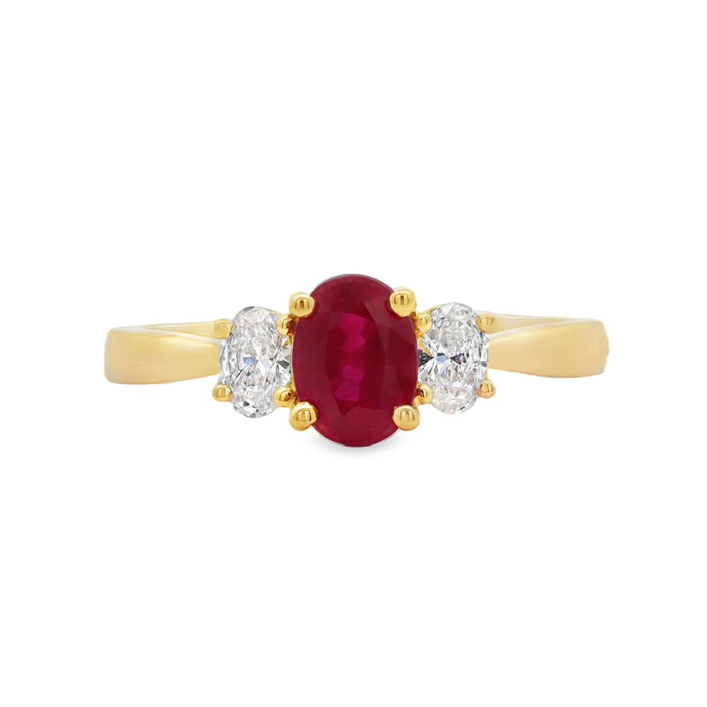 18K Yellow Gold 1.01 CTW Ruby And 0.37 CTW Diamond Ring